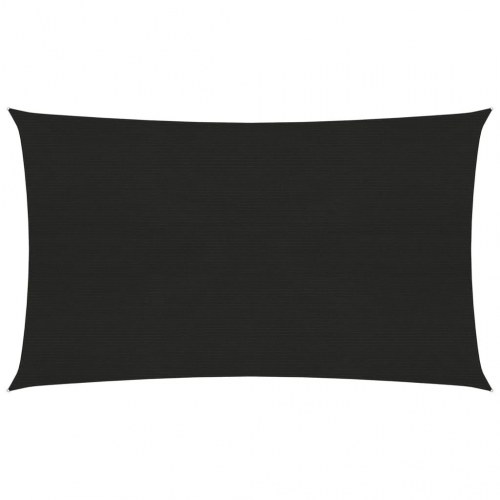 Solsejl 2 × 5 m - HDPE 160 g/m², sort rektangulært