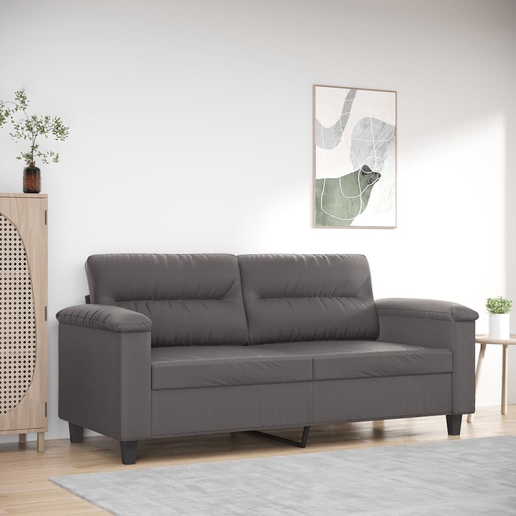 2-personers sofa 140 cm kunstlæder grå billede