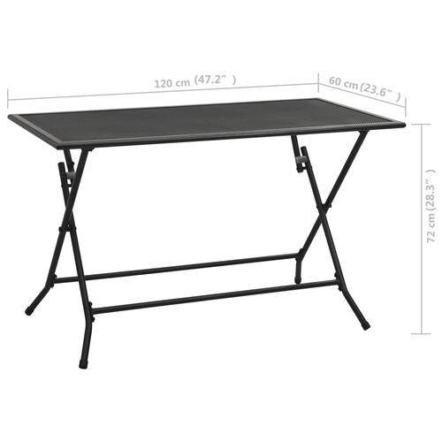 Foldbart bord 120x60x72 cm trådnet stål antracitgrå