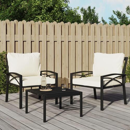 Havestol med sandfarvede hynder 68x76x79 cm stål