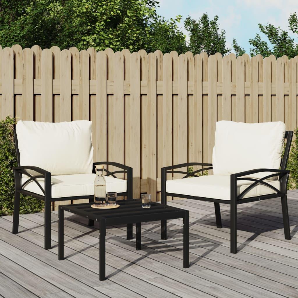 Havestol med sandfarvede hynder 68x76x79 cm stål