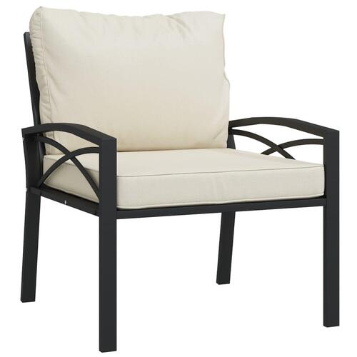 Havestol med sandfarvede hynder 68x76x79 cm stål