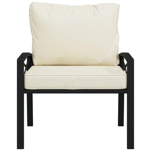 Havestol med sandfarvede hynder 68x76x79 cm stål