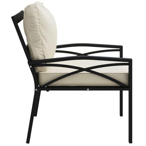 Havestol med sandfarvede hynder 68x76x79 cm stål