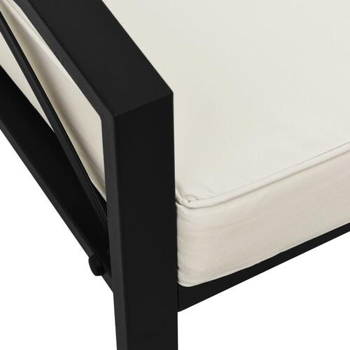 Havestol med sandfarvede hynder 68x76x79 cm stål
