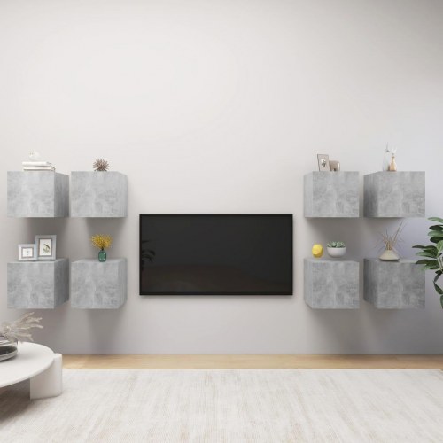 Væghængte tv-skabe - 8 stk., 30,5 × 30 × 30 cm, betongrå