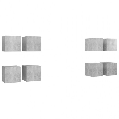 Væghængte tv-skabe - 8 stk., 30,5 × 30 × 30 cm, betongrå