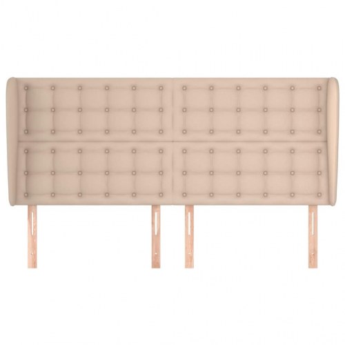 Sengegavl med kanter i kunstlæder - cappuccino, 163 x 23 x 118/128 cm