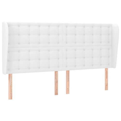 Sengegavl med kanter 183 x 23 x 118/128 cm - hvid