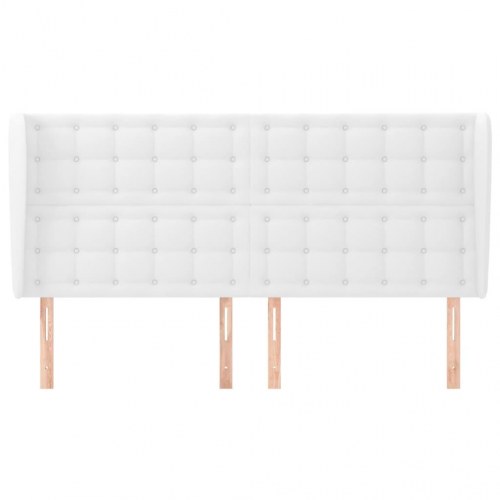 Sengegavl med kanter 183 x 23 x 118/128 cm - hvid
