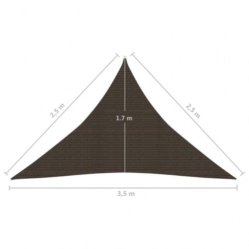 Solsejl 2,5x2,5x3,5 m 160 g/m² HDPE brun