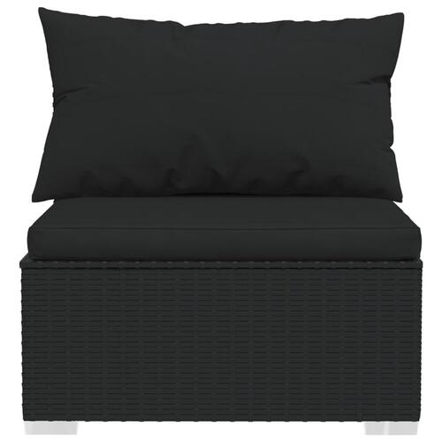 Haveloungesæt 4 dele med hynder polyrattan sort
