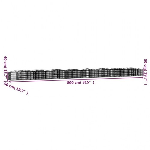 Buet gabion-højbed 800×50×50 cm - galvaniseret jern