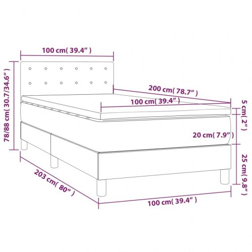 Kontinentalseng med LED-lys 100×200 cm - kunstlæder, sort