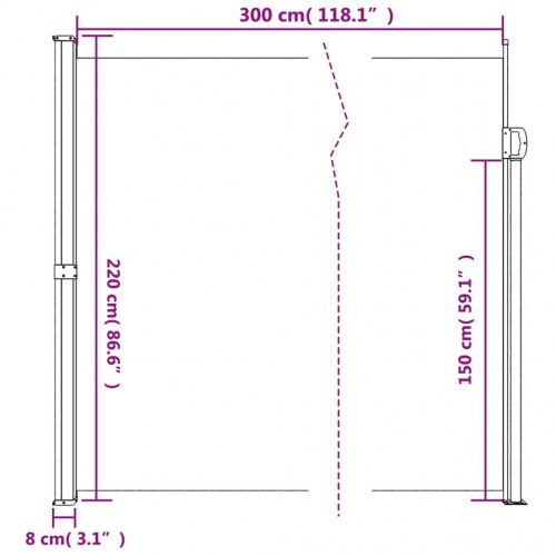 Sammenrullelig sidemarkise 220 × 300 cm - gråbrun