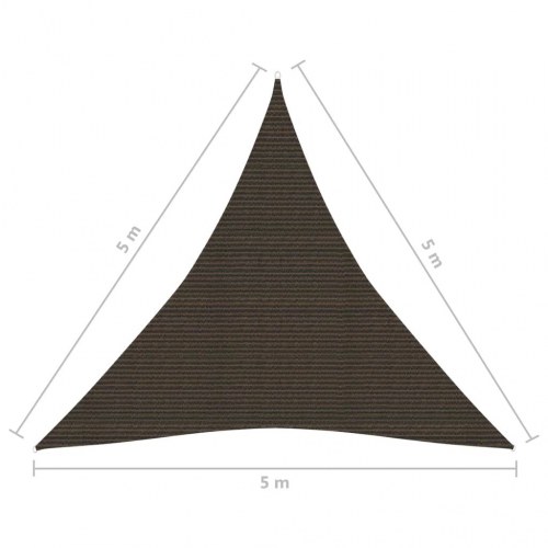 Solsejl 5x5x5 m 160 g/m² HDPE brun
