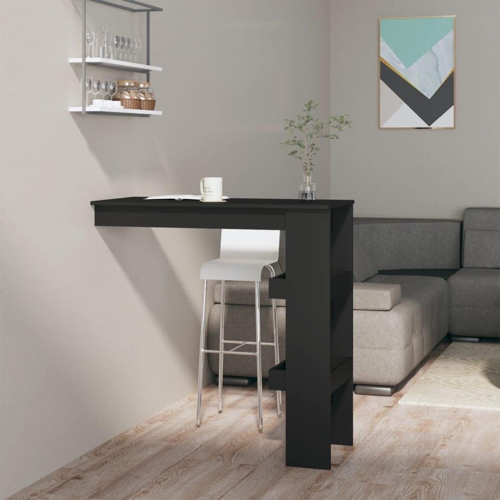Vægmonteret barbord 102x45x103,5 cm konstrueret træ sort