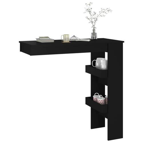 Vægmonteret barbord 102x45x103,5 cm konstrueret træ sort