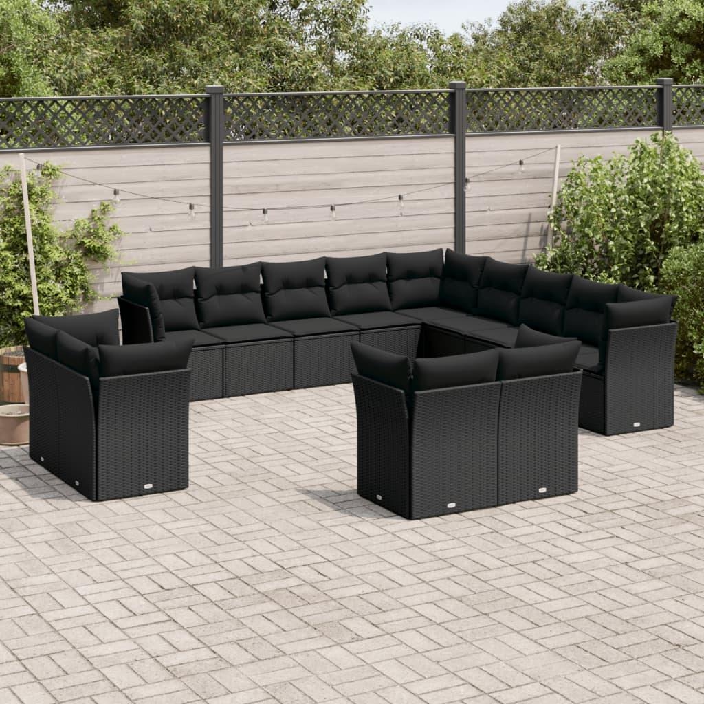Sofasæt Til Haven 14 Dele Med Hynder Polyrattan Beige - Sort / Uden bord