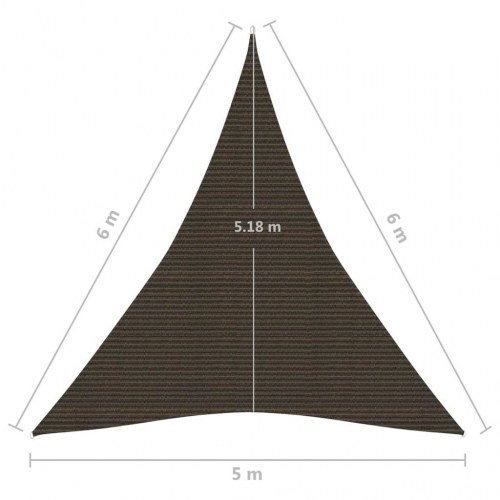 Solsejl i HDPE 160 g/m² - trekant 5×6×6 m, brun