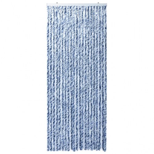 Insektgardin 90 × 220 cm - blå, hvid og sølvfarvet chenille
