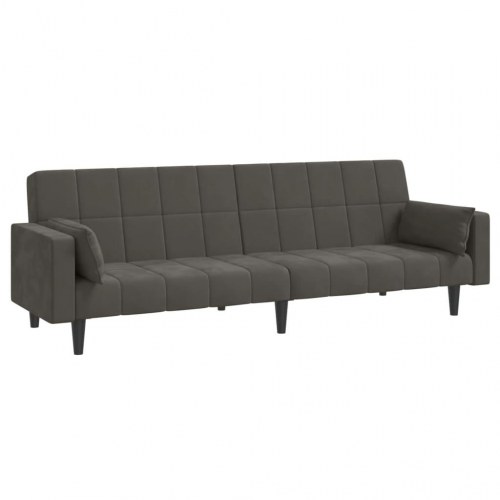 2-personers sovesofa i fløjl med 2 puder - mørkegrå