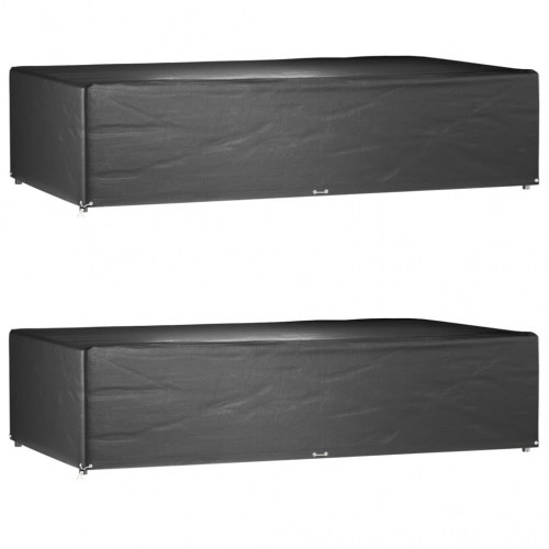 Havemøbelovertræk - 2 stk. rektangulære 315 × 180 × 75 cm, sort, 12 øjer