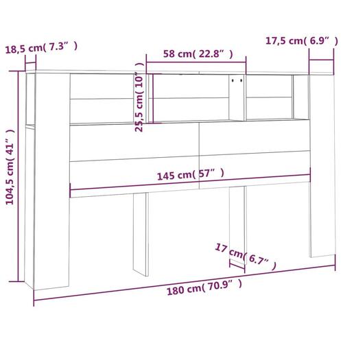 Sengegavl med opbevaring 180x18,5x104,5 cm sort