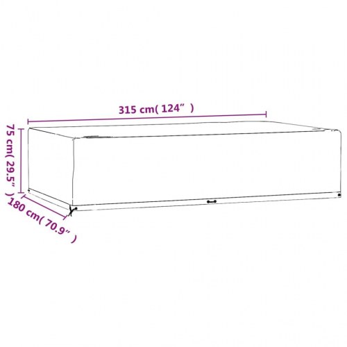 Havemøbelovertræk - 2 stk. rektangulære 315 × 180 × 75 cm, sort, 12 øjer