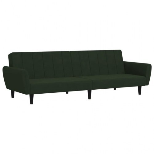 2-personers sovesofa i fløjl - mørkegrøn
