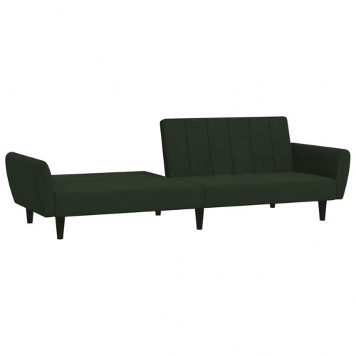 2-personers sovesofa i fløjl - mørkegrøn