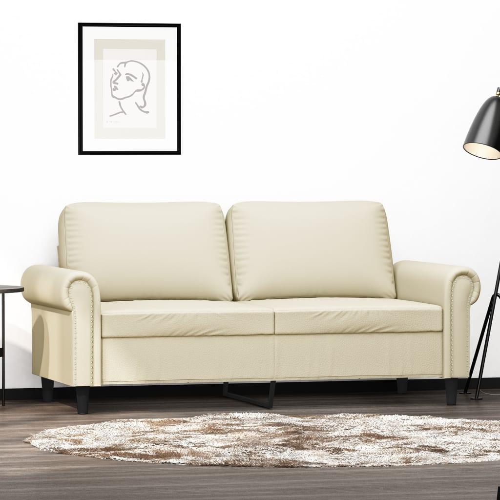2-personers sofa 140 cm kunstlæder cremefarvet