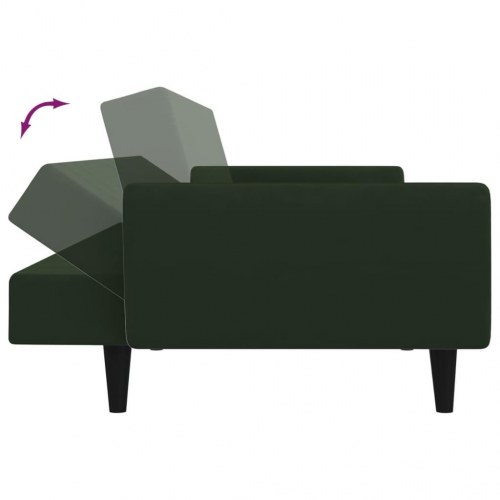 2-personers sovesofa i fløjl - mørkegrøn