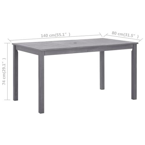 Havebord 140x80x74 cm massivt akacietræ gråvasket