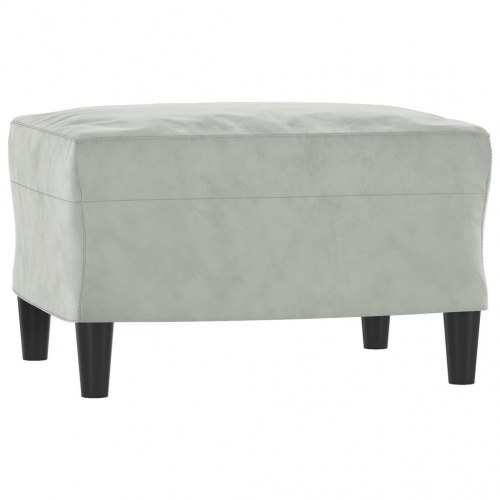 Sofastol med fodskammel i velour - 60 cm sæde, lysegrå