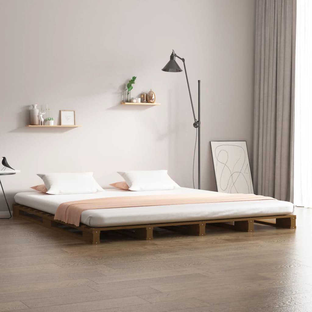 Palleseng 120×190 cm Small Double massivt fyrretræ gyldenbrun