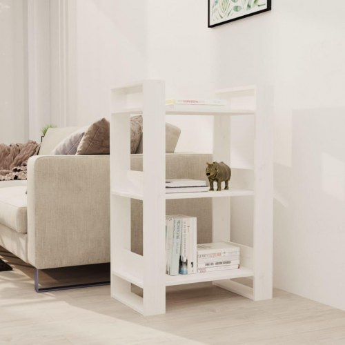 Bogreol/rumdeler 60×35×91 cm i massivt fyrretræ - hvid
