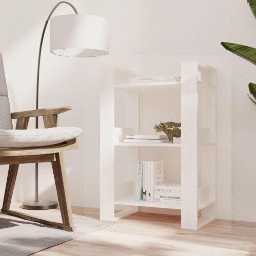 Bogreol/rumdeler 60×35×91 cm i massivt fyrretræ - hvid