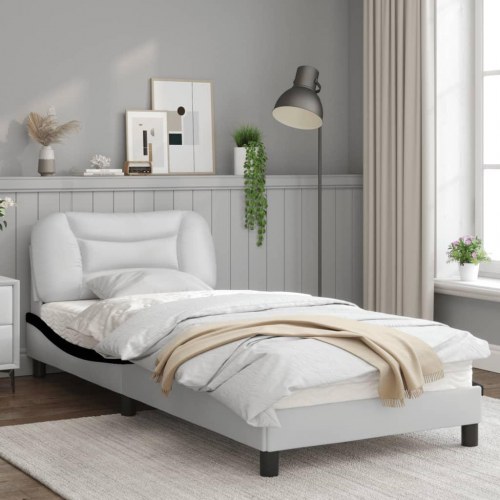 Sengeramme med LED Hvar 90 x 190 cm - hvid og sort