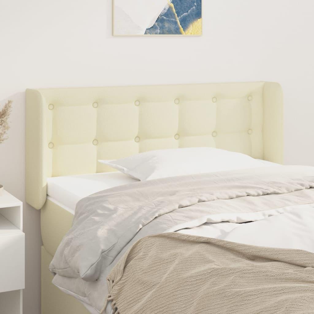 Sengegavl med kanter 83×16×78/88 cm i kunstlæder - creme