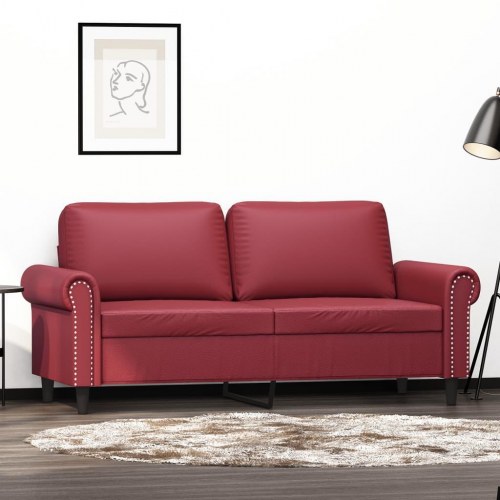 2-personers sofa i kunstlæder - 140 cm, vinrød