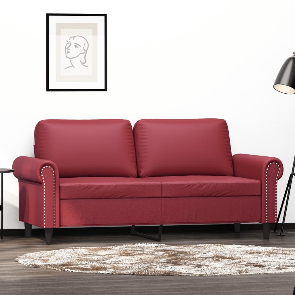 2-Personers Sofa Kunstlæder - 140 cm / Vinrød