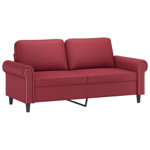 2-personers sofa i kunstlæder - 140 cm, vinrød