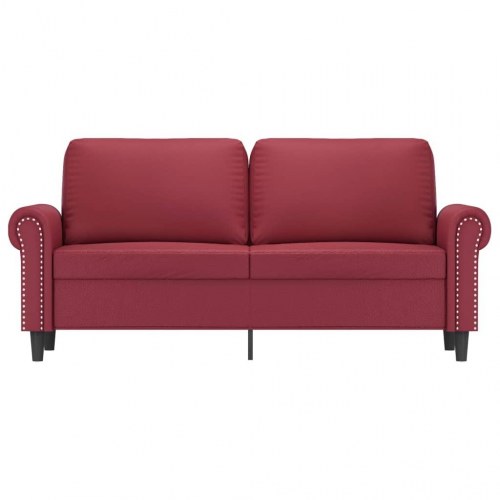 2-personers sofa i kunstlæder - 140 cm, vinrød