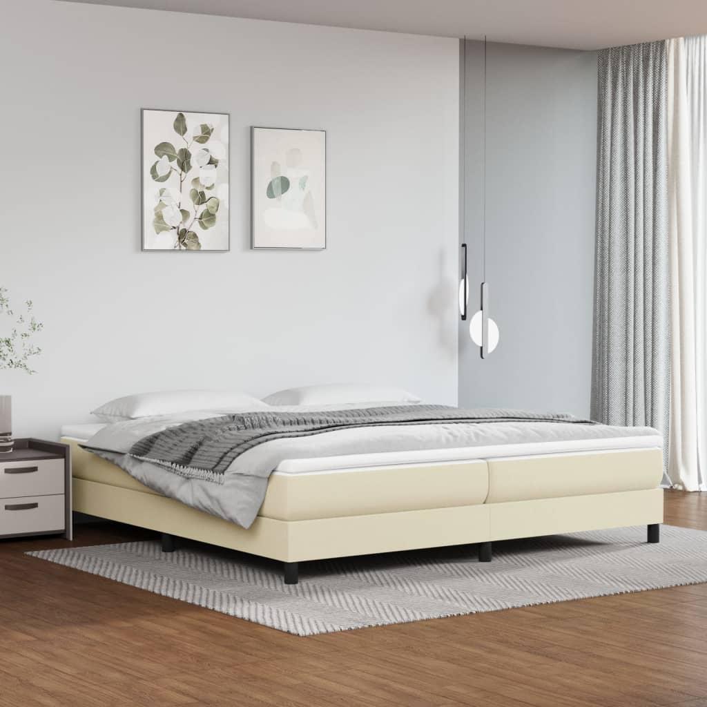 Sengeramme 200x200 cm kunstlæder cremefarvet