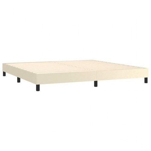 Sengeramme 200x200 cm kunstlæder cremefarvet