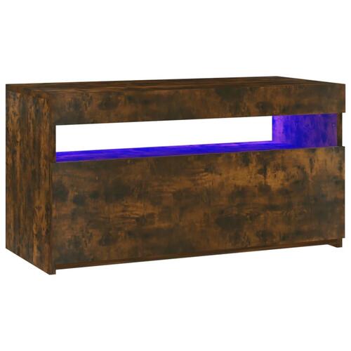 Tv-bord med LED-lys 75x35x40 cm røget egetræsfarve