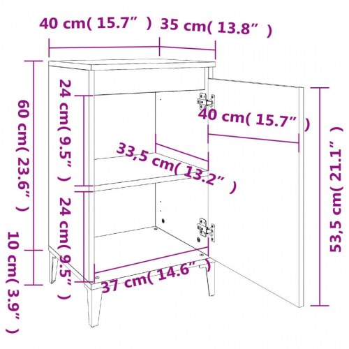 Sengeborde 2 stk. - 40×35×70 cm i konstrueret træ, brun egetræsfarve