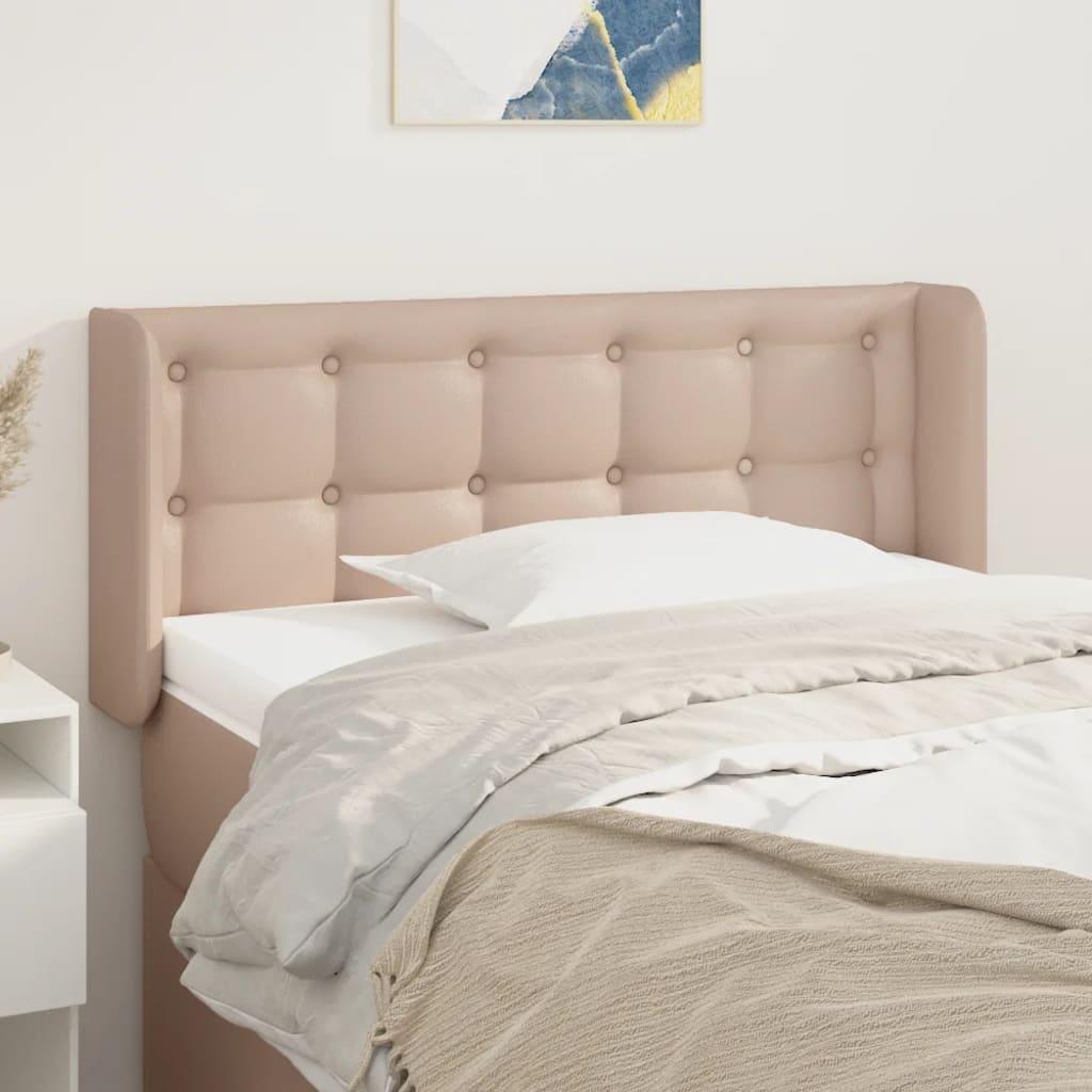 Sengegavl med kanter 83 x 16 x 78/88 cm i kunstlæder - cappuccino