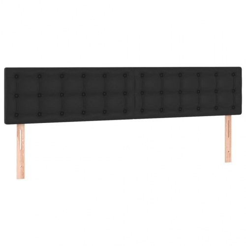 Kontinentalseng med LED-lys 180x200 cm - kunstlæder, sort